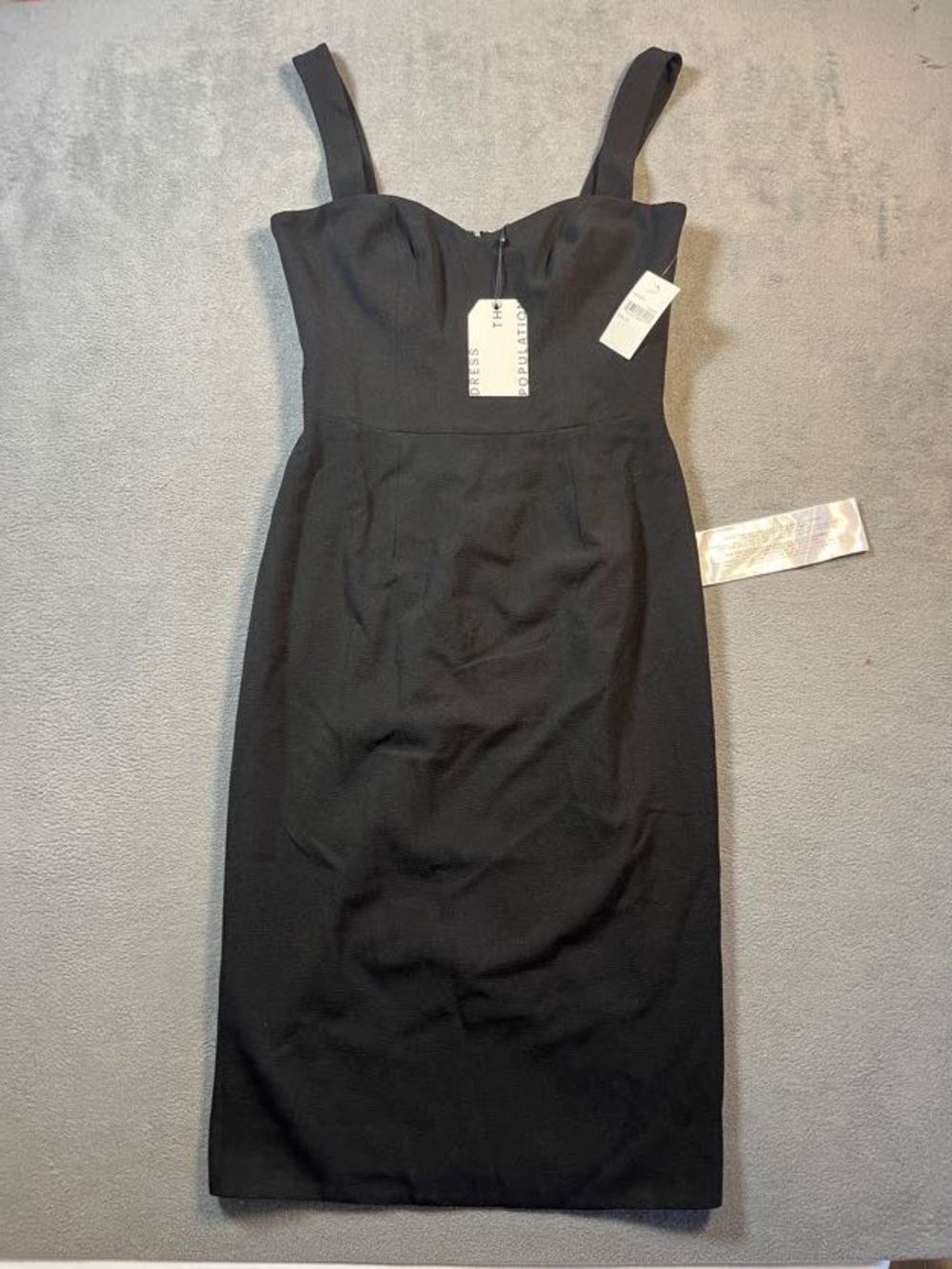 Dress the Population Black Midi Sheath Dress with Straps